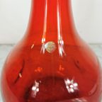 Vintage Ambachtelijk Gemaakte Rood Glazen Vaas, Fles thumbnail 6