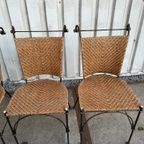 4 Wrought Iron Wicker Seat Dining Chairs From 1980 thumbnail 3