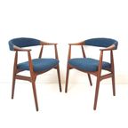 Set Van 2 Deense Vintage Farstrup Stoel Blauw Thomas Harlev thumbnail 2