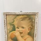 Vintage Babyschilderijtje Brocante Prentje thumbnail 3