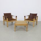 Vintage Fauteuil Safari Easy Chair Set Leer Escriba Brazil (setprijs) thumbnail 5