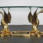 Vintage Brass Swan Coffee Table, Italy, 1960S thumbnail 4