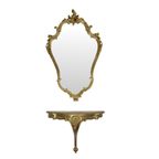 Vergulde Rococo Stijl Spiegel Met Console Acanthus Frankrijk thumbnail 7
