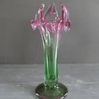 Vintage Murano Glazen Vaas Groen Wijnrood thumbnail 5