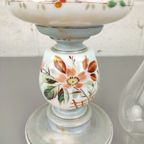 Antieke Handbeschilderde Opaline Olielamp thumbnail 4