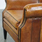 Kwalitatief Goede Schapenleren Fauteuil/Armchair In Een Lichte Cognac Kleur thumbnail 12