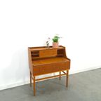 Zweeds Teak Secretaire Met Lades En Uitschuifbaar Blad, Bureau thumbnail 8