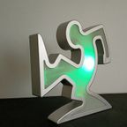 Keith Haring La Linea Lamp Osvaldo Cavandoli Zilver (nieuw In Originele Verpakking) thumbnail 3