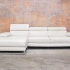 Zganieuw! Gebroken Witte Leren Natuzzi Design Fauteuil thumbnail 11