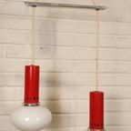 Vintage Cascade Hanglamp Met 2 Glas En Metaal Lampen thumbnail 4