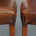 Tijdloze Set Van 4 Statige Comfortabele Eetkamerstoelen Van Schapenleer thumbnail 12