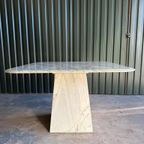 Vintage Carrara Marmeren Eettafel, Italië 1980 thumbnail 4