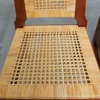 Leuke Set Van 2 Houten Art Deco Design Eetkamerstoelen Met Een Rieten Zitting En Rugleuning thumbnail 6