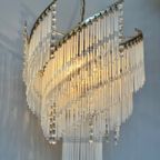 Vintage Design Kroonluchter 80’S Jaren 20 Stijl Hanglamp Kristal Staafjes thumbnail 3