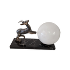 Frans Art Deco Lampje Met Gazelle, Jaren 30 thumbnail 7