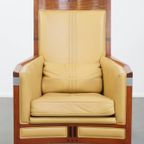 Prachtige Art Deco Schuitema Design Fauteuil In Geel Leer Met Een Hoge Rug Uit De Decoforma Serie thumbnail 3