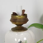 Vintage Porseleinen Lamp Met Bloemen En Messing Voet Margriet thumbnail 6