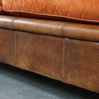 Luxe En Comfortabele Schapenleren 2.5 Zits Bank Van Topkwaliteit Met Oranje Stoffen Kussens thumbnail 10