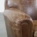 Zeer Comfortabele Generfde Rundleren Armchair Met Een Tijdloos Design En Afgewerkt Met Siernagels thumbnail 11