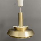 Metal Hanging Lamp Veb Brass Color And White 1960S thumbnail 6