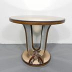 Art Deco Koffietafel Met Spiegelglas En Notenfineer thumbnail 2