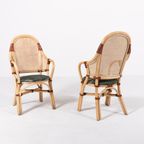 Set Of 2 Vintage 1970’s Rattan-bamboo Indoor/outdoor Chairs With Table thumbnail 6
