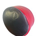 Vintage Ronde Poef / Voetbank Bruin Rood thumbnail 2