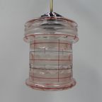 Art Deco Hanglamp Met Roze Glazen Kap thumbnail 8