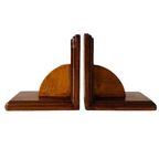 Vintage Boekensteunen Artdeco Stijl Hout thumbnail 2