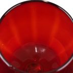 Groot Vintage Rood Glas Brandy Glass Beker Mond Geblazen Italy 33Cm thumbnail 4