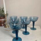 Vintage Cocktail Glazen - Blauw/Petrol Kleur - Set Van 6 thumbnail 4