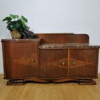 Vintage Mid Century Art Deco Tv Meubel, Dressoir Marmer Blad thumbnail 2