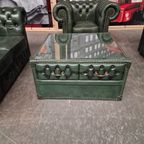 Chesterfield Brighton Antiek Groen – 1+2+3-Zits Bankset Met Salontafel thumbnail 9