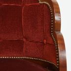 Zeer Charmante Art Deco “wolken” Eetkamer/ Bijzetstoel Met Luxe Rode Bekleding thumbnail 11