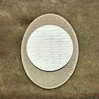 Italiaanse Vintage Ovale Spiegel Met Taupe Getint Glas thumbnail 4