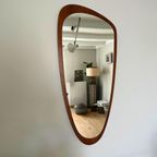 Vintage Midcentury Spiegel Ovaal Met Hoeken - Teak(fineer) thumbnail 2