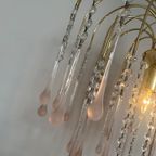 Xl Vintage Roze Murano Kroonluchter Hanglamp Kristallen Pegels thumbnail 10