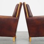Set Van 2 Mooie En Comfortabele Schapenleren Art Deco Design Fauteuils Met Een Prachtige Kleur thumbnail 9