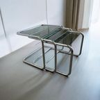 Set Van 3 Vintage Chromen Nesting Tables / Bijzettafels thumbnail 3