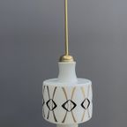 Opaline Glass Pendant Lamp With Gold And Black Drawing thumbnail 5