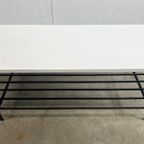 Vintage Salontafel, Wit Houten Blad Op Zwart Stalen Frame. 1970’s thumbnail 13