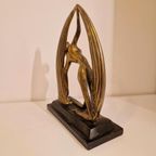 Artdeco Artnouveau Beeld Op Marmer Voet thumbnail 9
