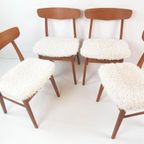 4 Vintage Deense Farstrup Stoelen Nieuw Gestoffeerd Pluche thumbnail 7