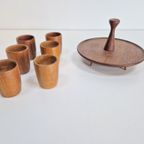 Set 6 Vintage Eierdopjes Teak Hout Denmark ’60 Mid Century thumbnail 3