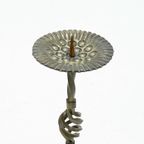 Impressive Sculptural Brutalist Metal Candle Holder 1960S thumbnail 5