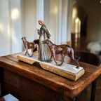 Vintage Art Deco Beeld: Vrouw Met 2 Honden thumbnail 11
