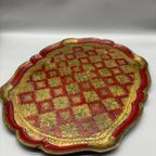 Florentijns Vintage Dienblad Rood/goud 60's thumbnail 6