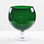 Grote Vintage Groene Glazen ‘Brandy Glass’ Vaas Beker Mond Geblazen 26Cm thumbnail 5