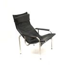 2X Vintage Zwart Leren Fauteuil Van Strässle He1106 Ontworpen Door Hans Eichenberger. thumbnail 16