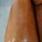 Set Van 2 Grote, Stoere En Comfortabele Vintage Cognac-kleurige Schapenleren Fauteuils/armchairs thumbnail 8